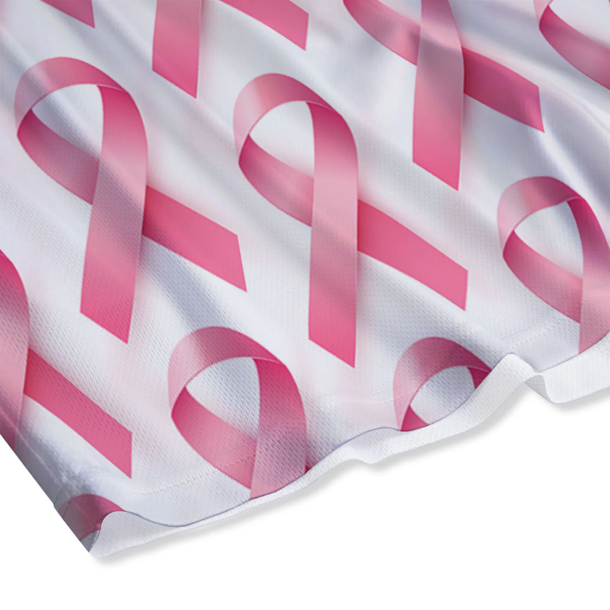 Breast Cancer Pink Ribbon Print Pattern Mesh Shorts - Image 4