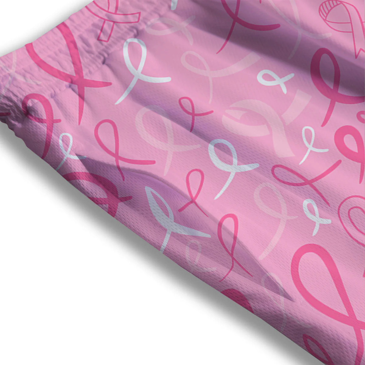 Breast Cancer Ribbon Pink Print Pattern Mesh Shorts - Image 3