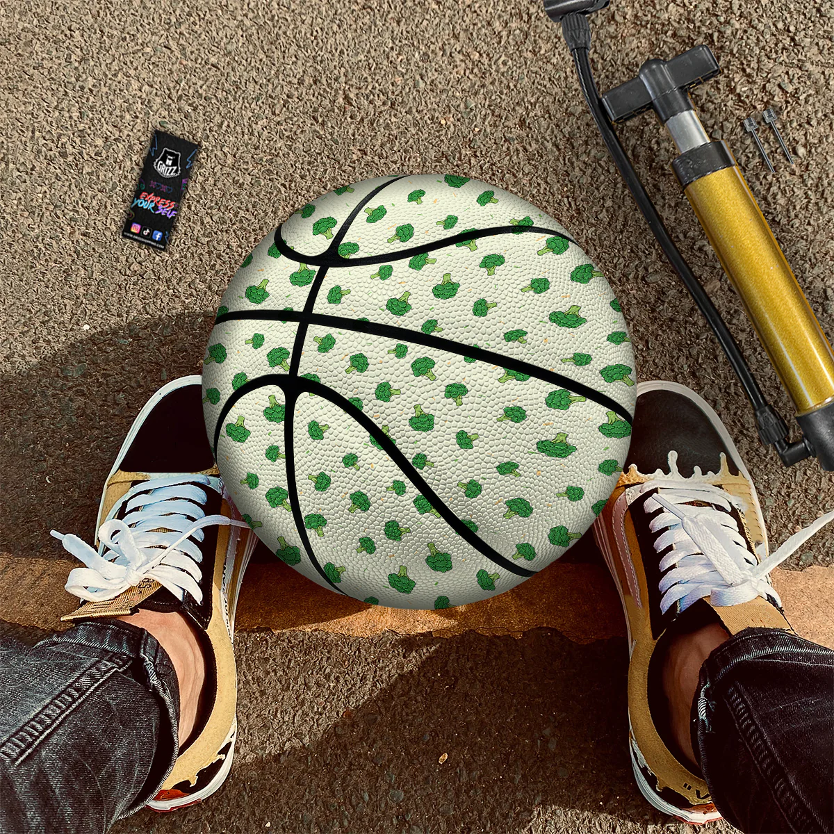 Broccoli Green Print Pattern Basketball - Image 2