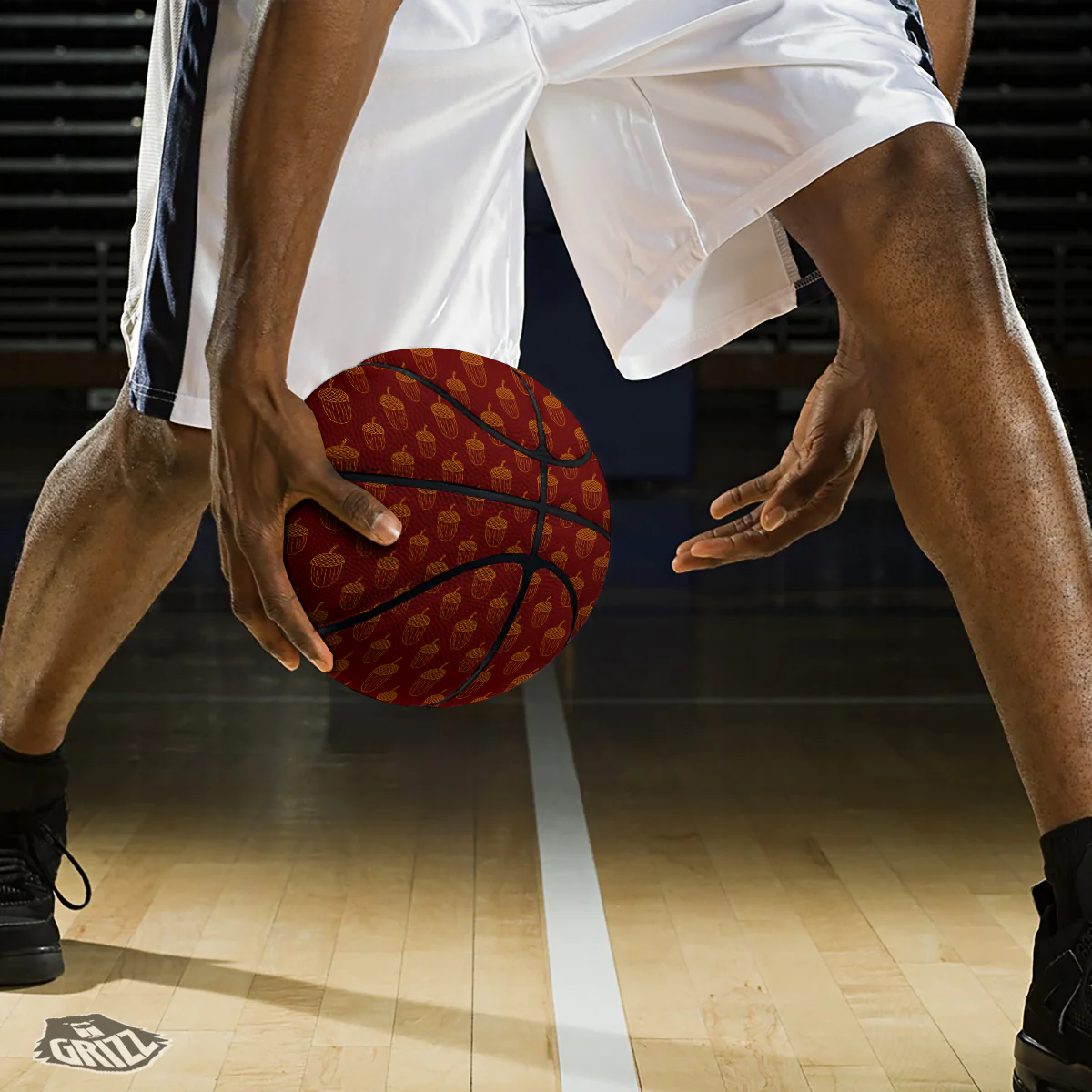 Brown Acorn Print Pattern Basketball - Image 3