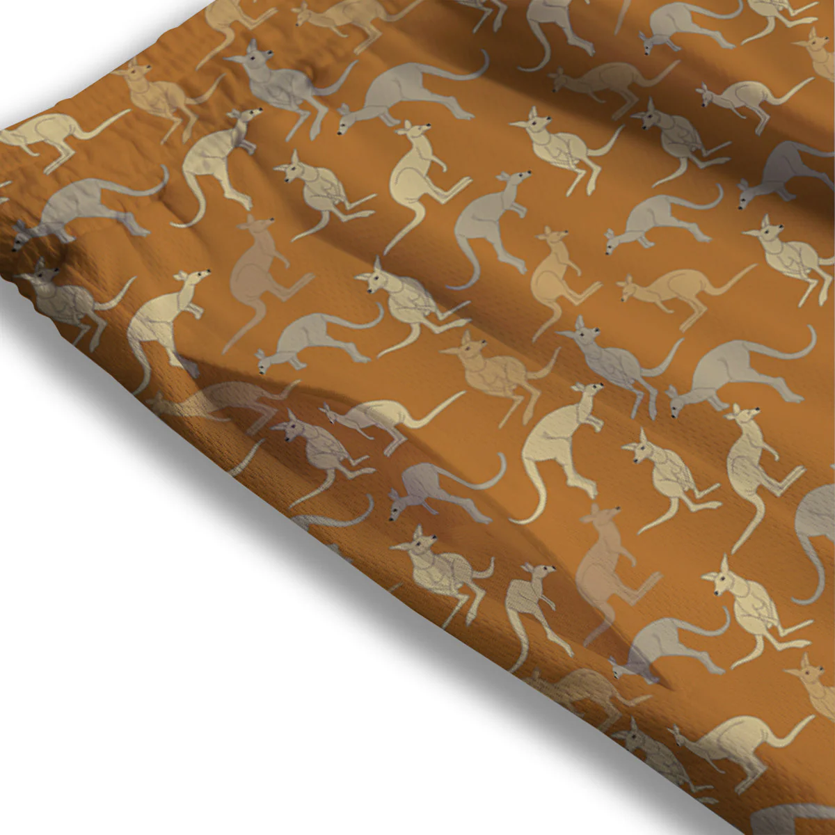 Brown And Grey Kangaroo Print Pattern Mesh Shorts - Image 3