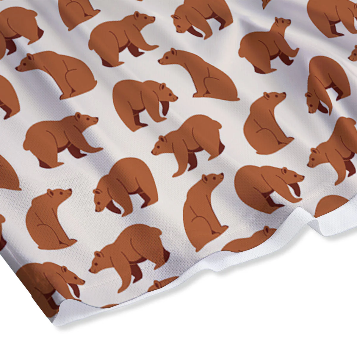 Brown Bear Cute Print Pattern Mesh Shorts - Image 4