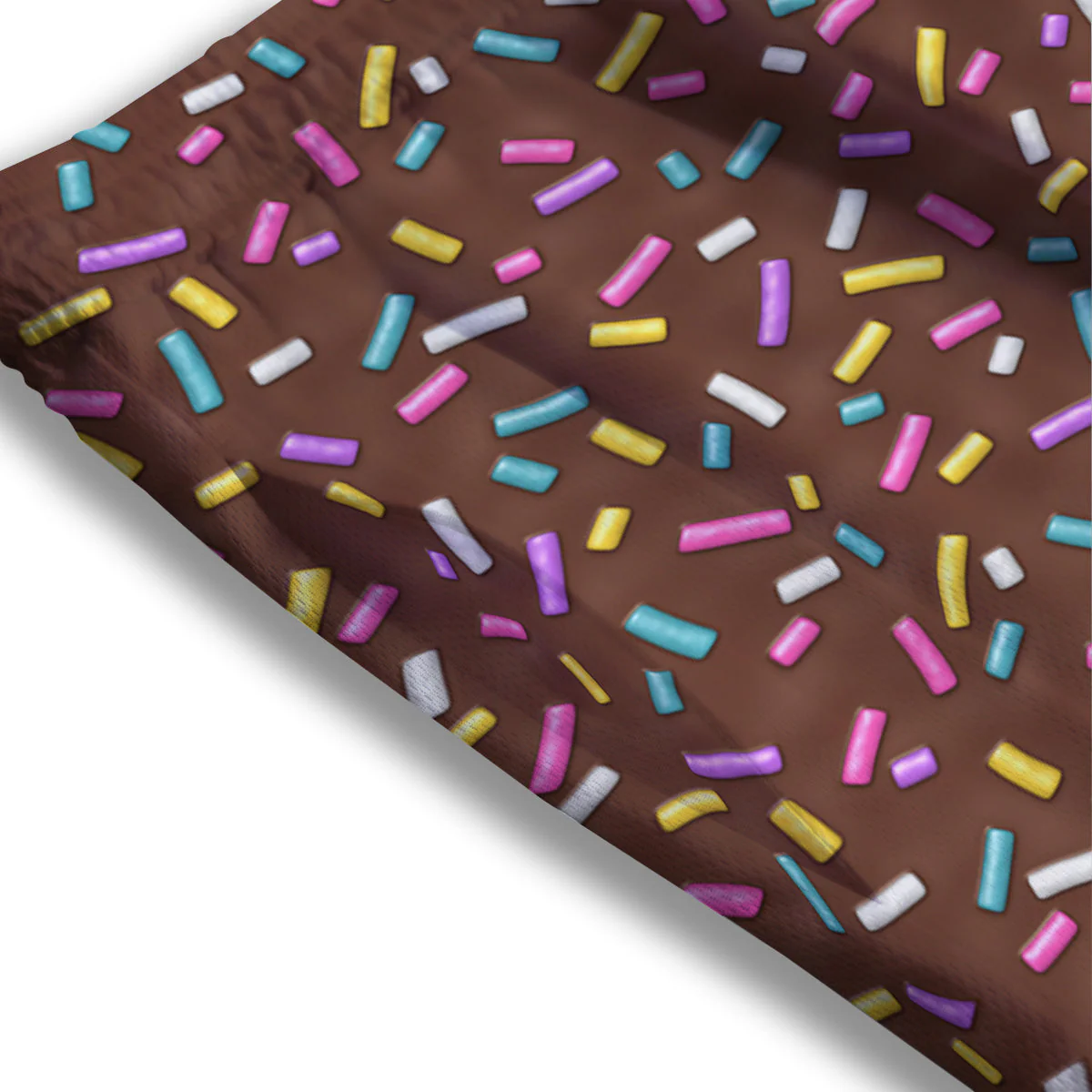 Brown Candy Sprinkles Sweet Print Pattern Mesh Shorts - Image 3