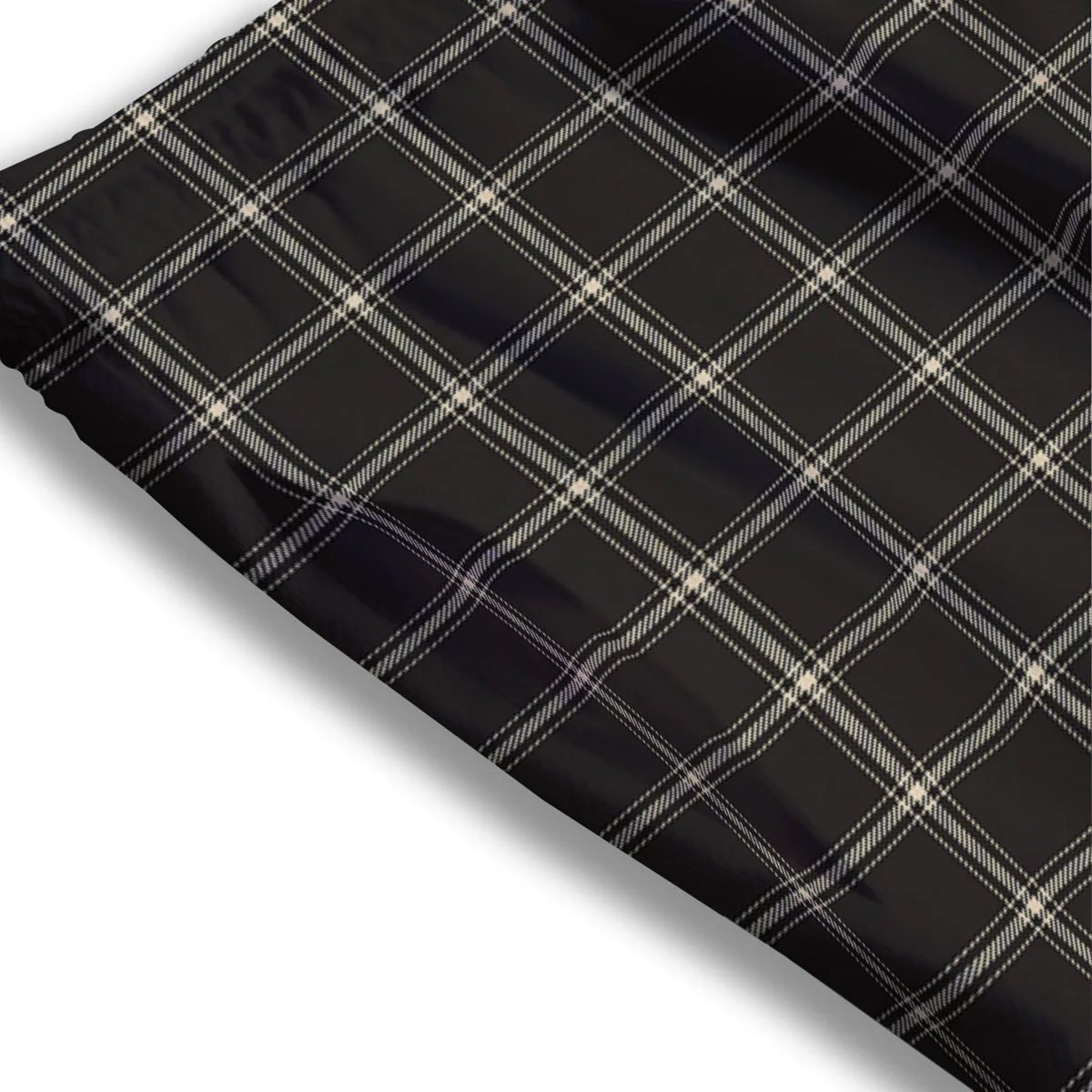 Brown Dark Check Print Pattern Mesh Shorts - Image 3