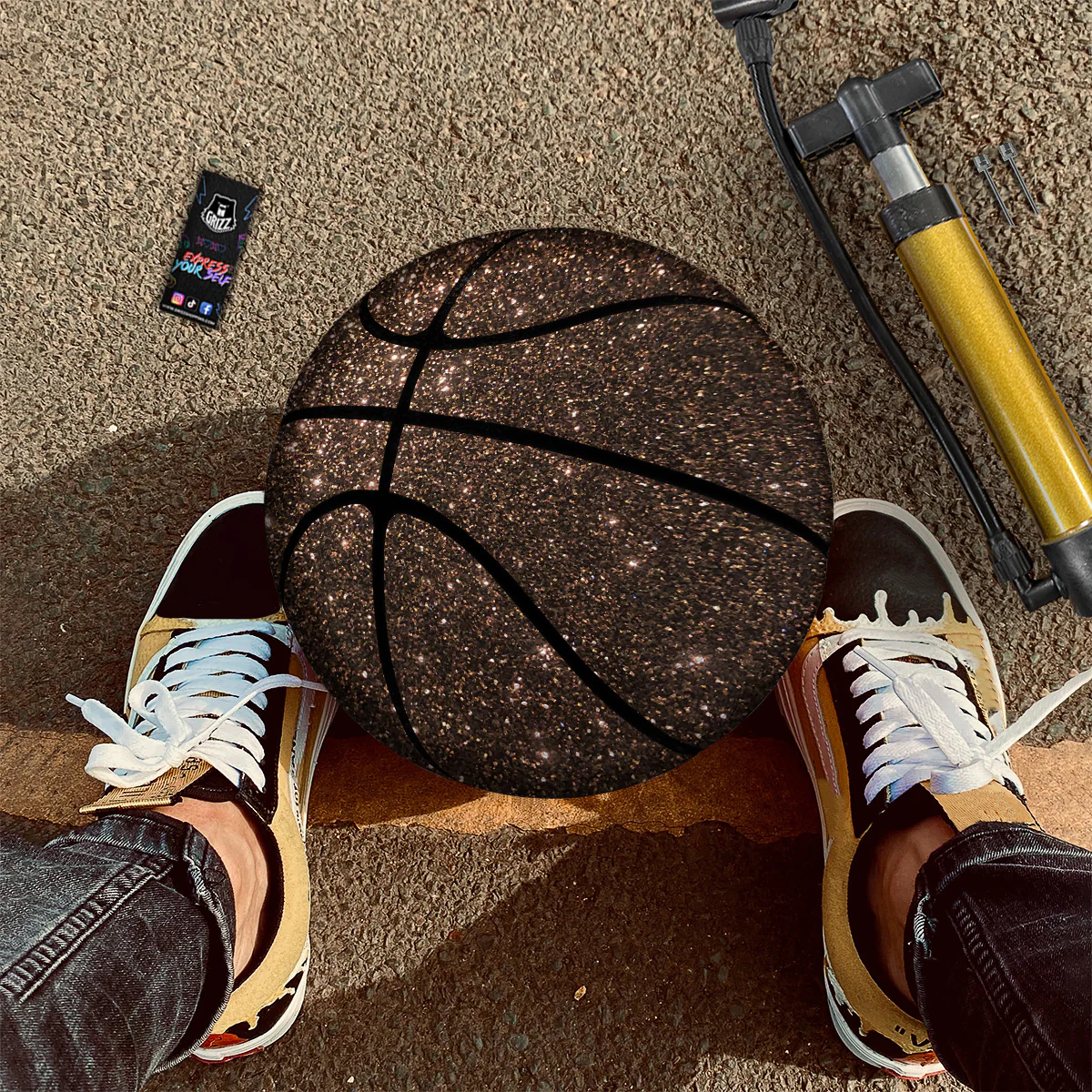 Brown Glitter Print Basketball - Image 2