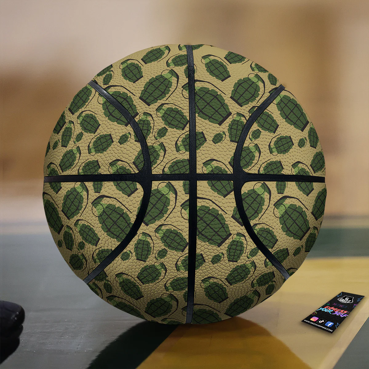 Brown Grenade Print Pattern Basketball