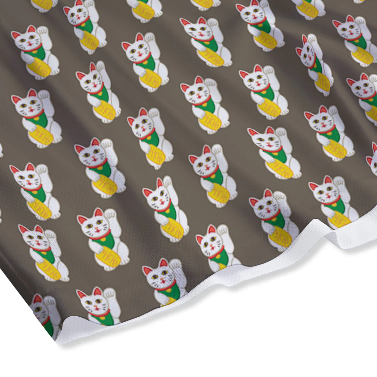 Brown Lucky Cat  Print Pattern Mesh Shorts - Image 4