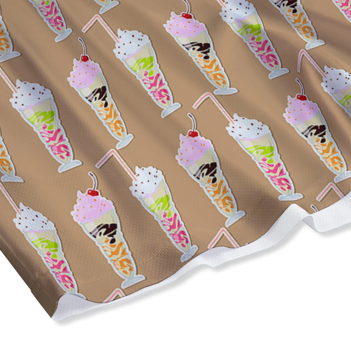 Brown Milkshake Print Pattern Mesh Shorts - Image 4