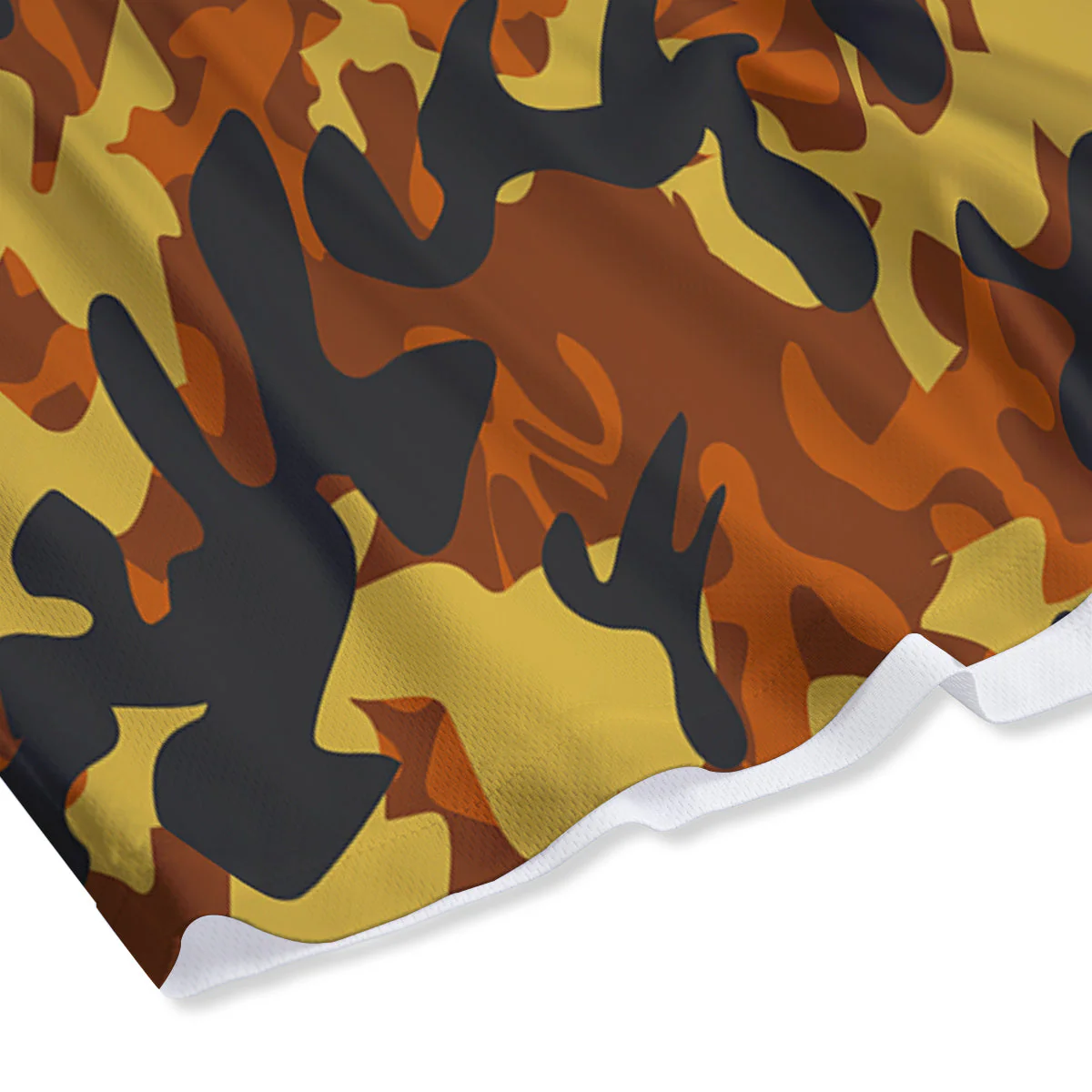 Brown Yellow And Black Camouflage Print Pattern Mesh Shorts - Image 4