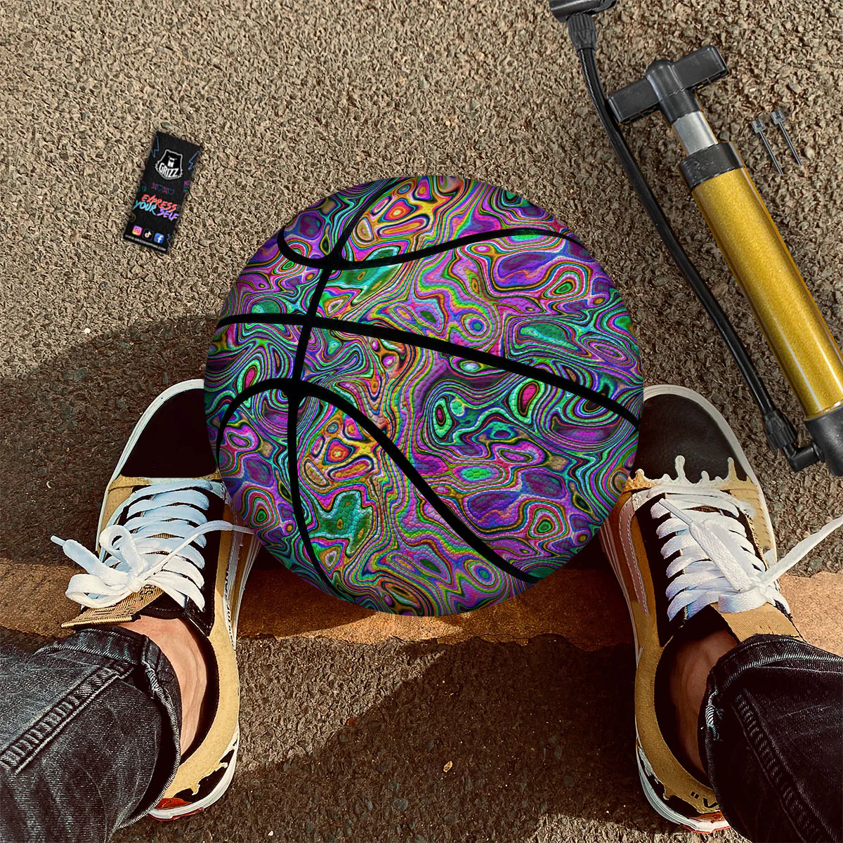 Bubble Psychedelic Print Pattern Basketball - Image 2