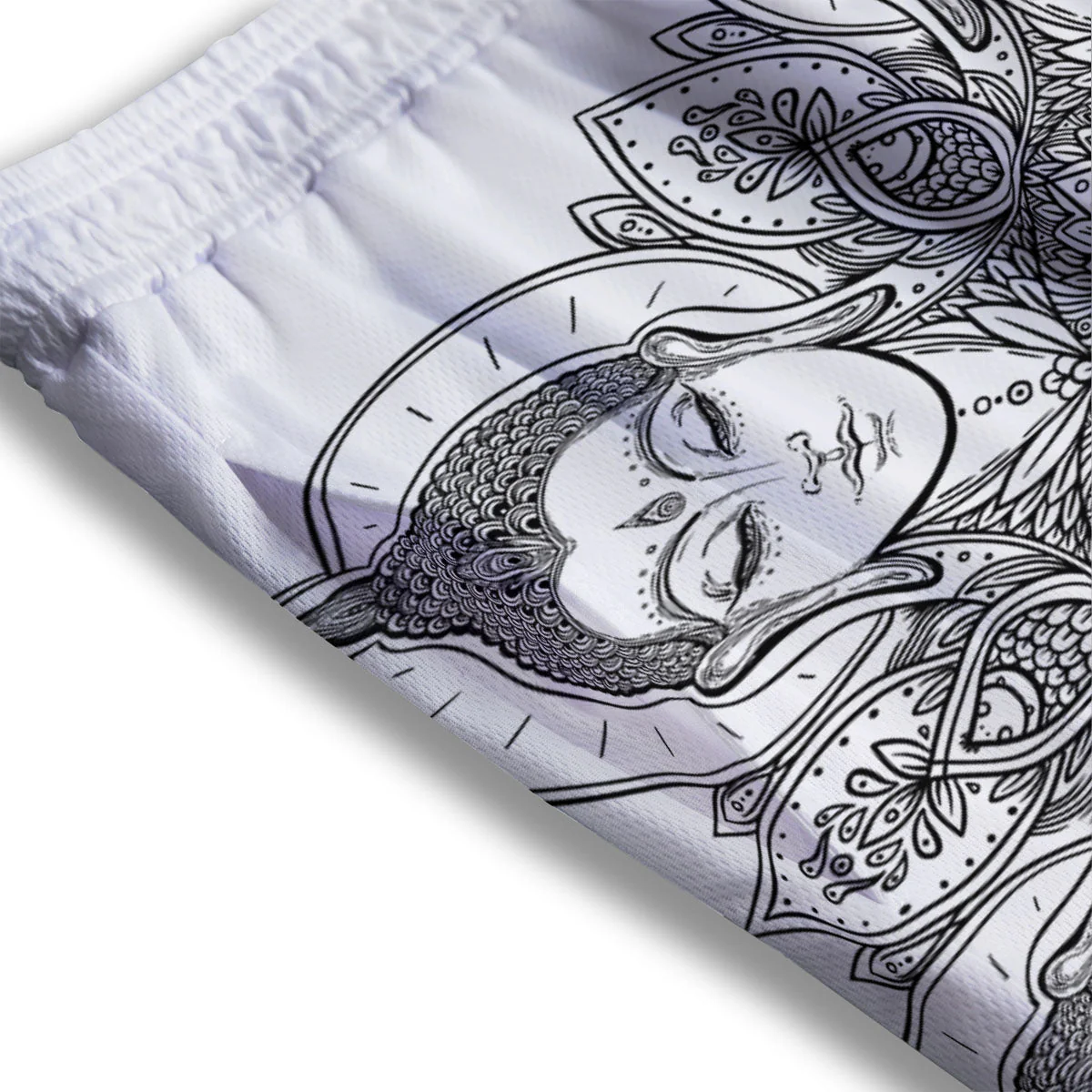 Buddha Face Ornate Mandala Print Mesh Shorts - Image 3