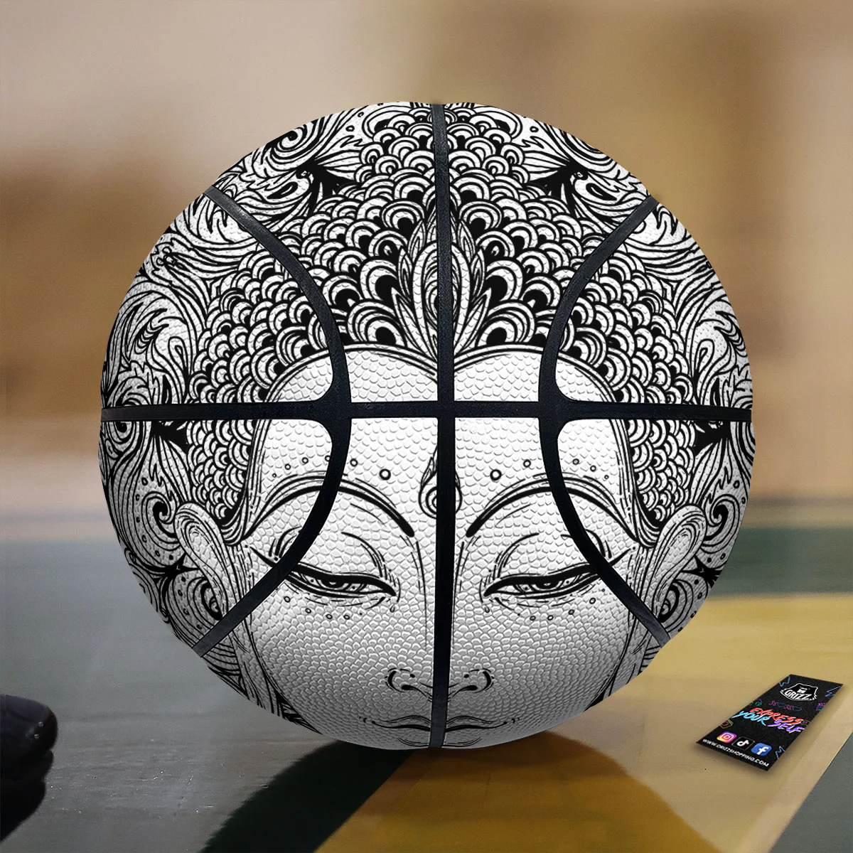 Buddha Mandala Spiritual Black White Print Basketball