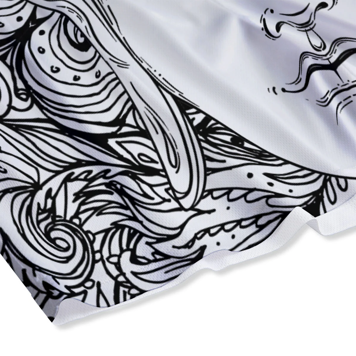 Buddha Mandala Spiritual Black White Print Mesh Shorts - Image 4