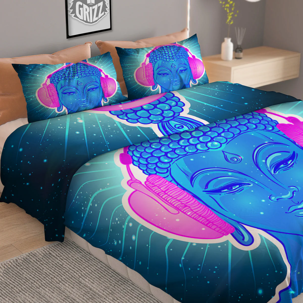 Buddha Psychedelic Print Duvet Cover Bedding Set - Image 2