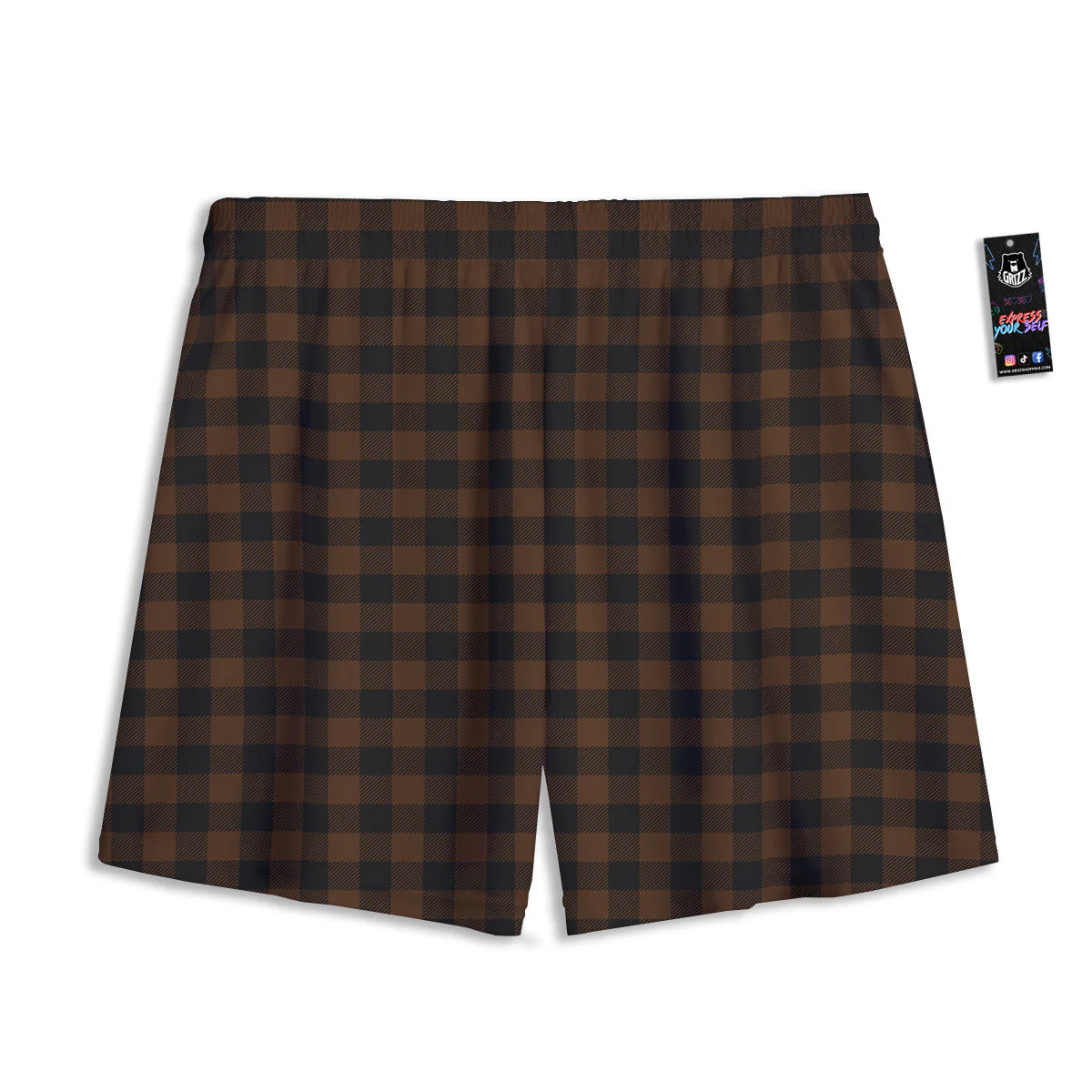 Buffalo Check Black And Brown Print Mesh Shorts - Image 2