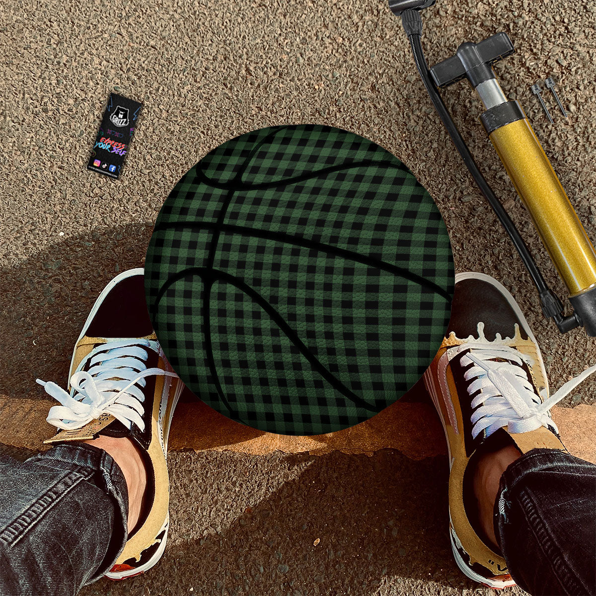 Buffalo Check Black And Green Print Basketball - Image 2