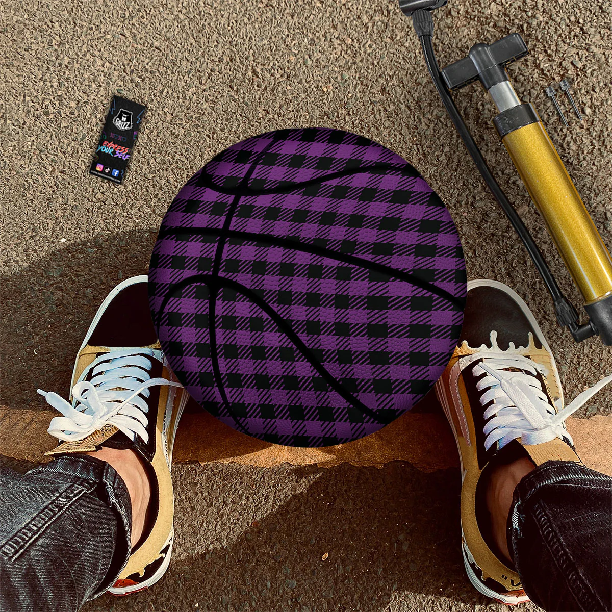Buffalo Check Black And Purple Print Basketball - Image 2