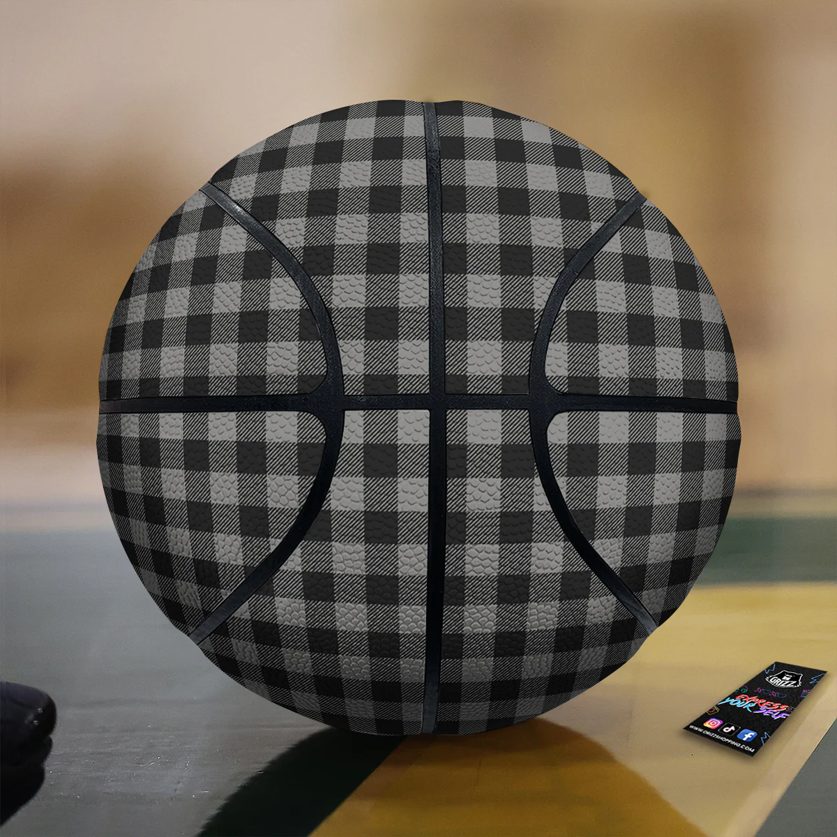 Buffalo Check Dark Grey And Black Print Basketball