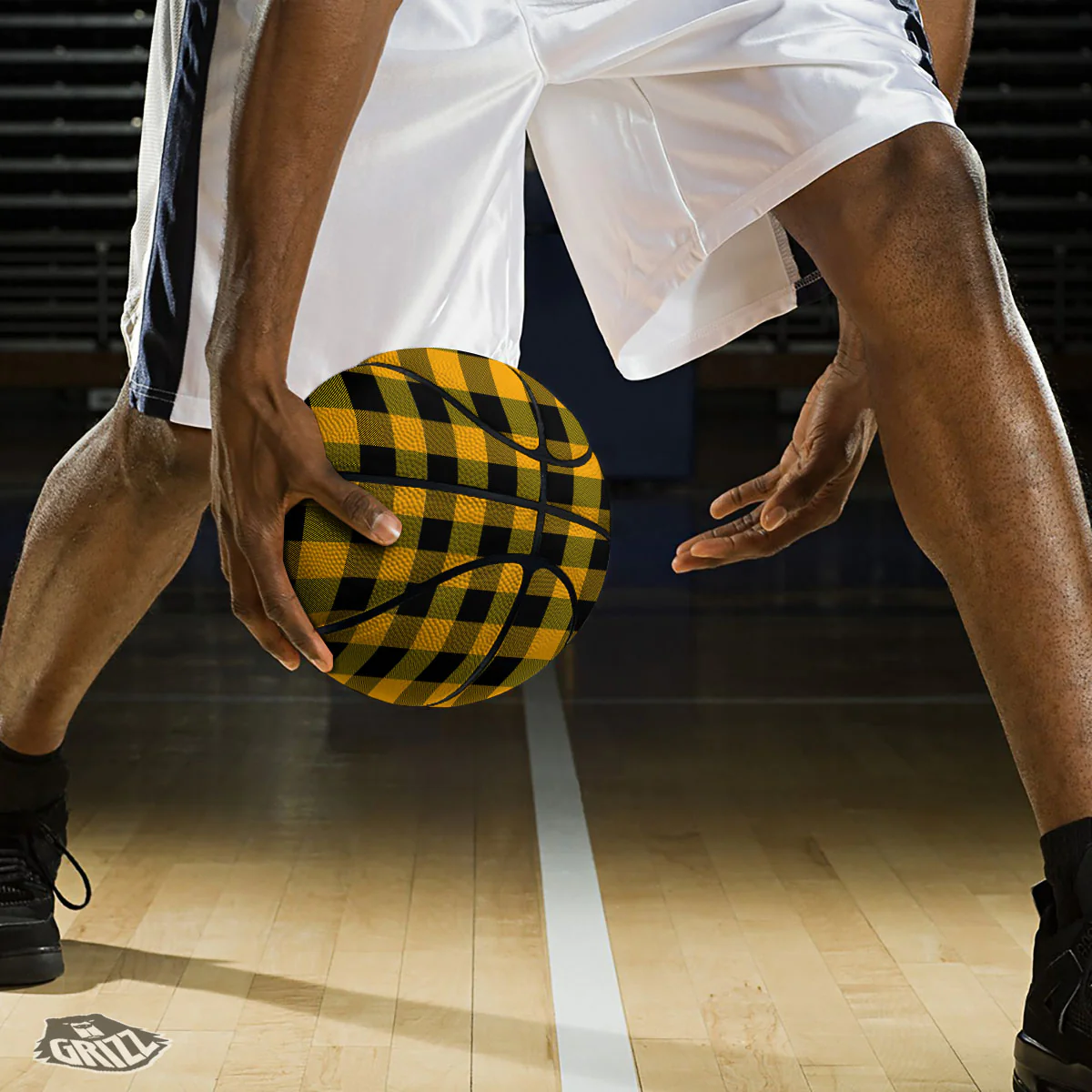 Buffalo Check Fire Yellow Print Pattern Basketball - Image 3