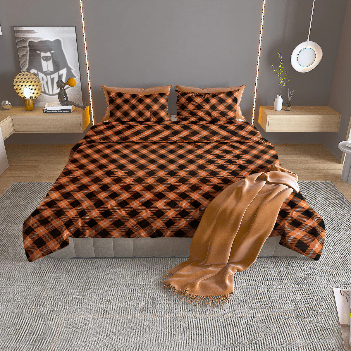 Buffalo Check Halloween Print Pattern Duvet Cover Bedding Set