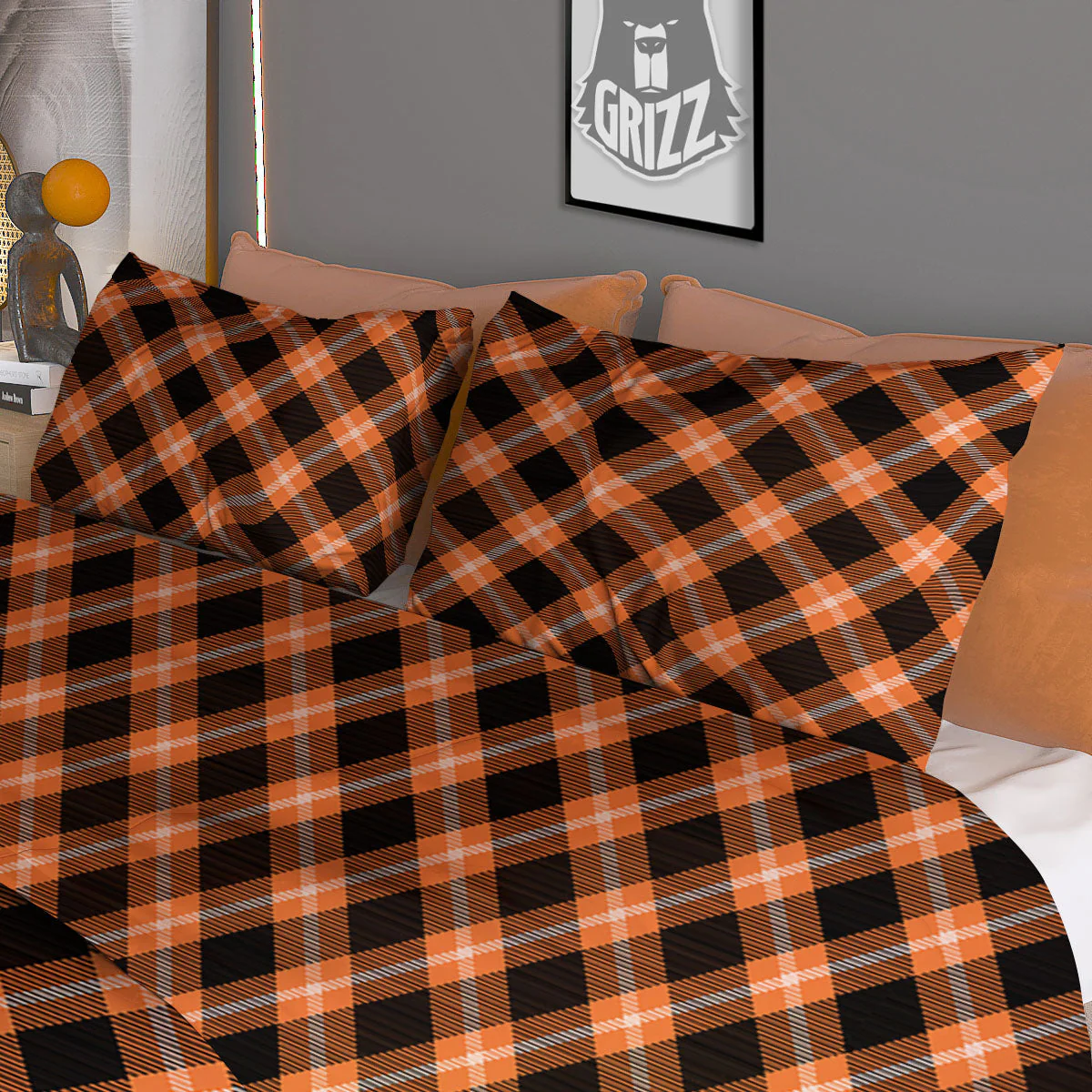 Buffalo Check Halloween Print Pattern Duvet Cover Bedding Set - Image 3
