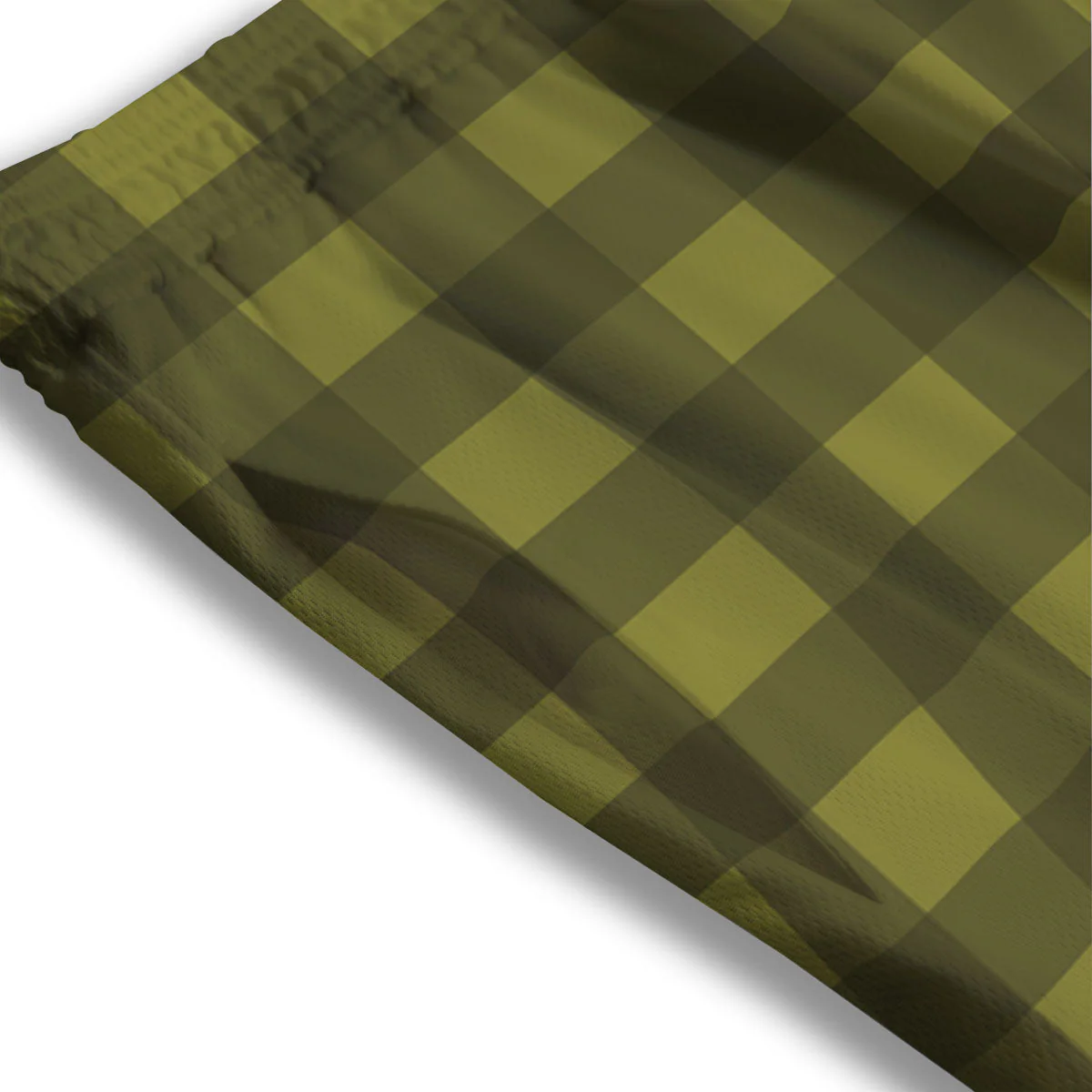 Buffalo Check Olive Green Print Pattern Mesh Shorts - Image 3