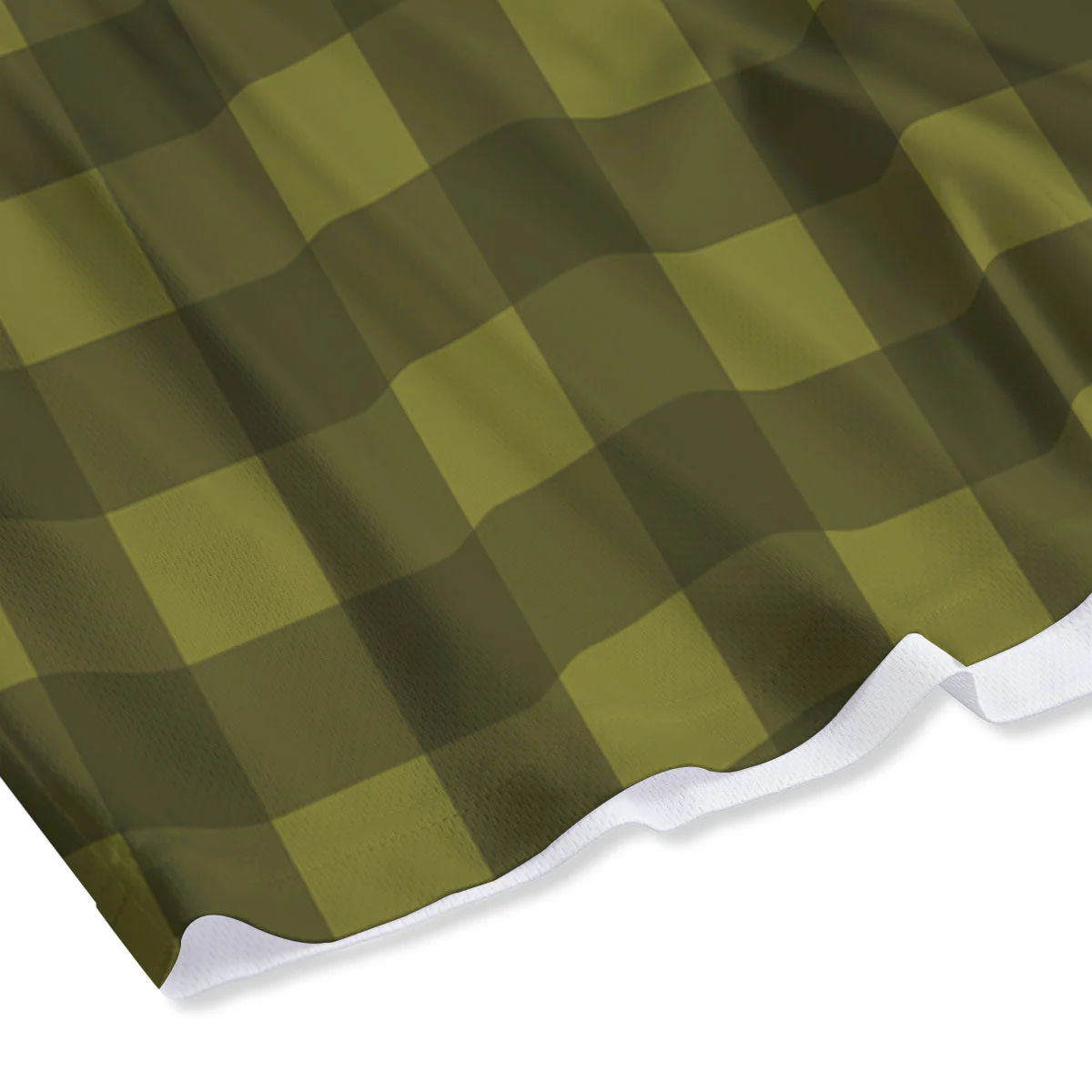 Buffalo Check Olive Green Print Pattern Mesh Shorts - Image 4