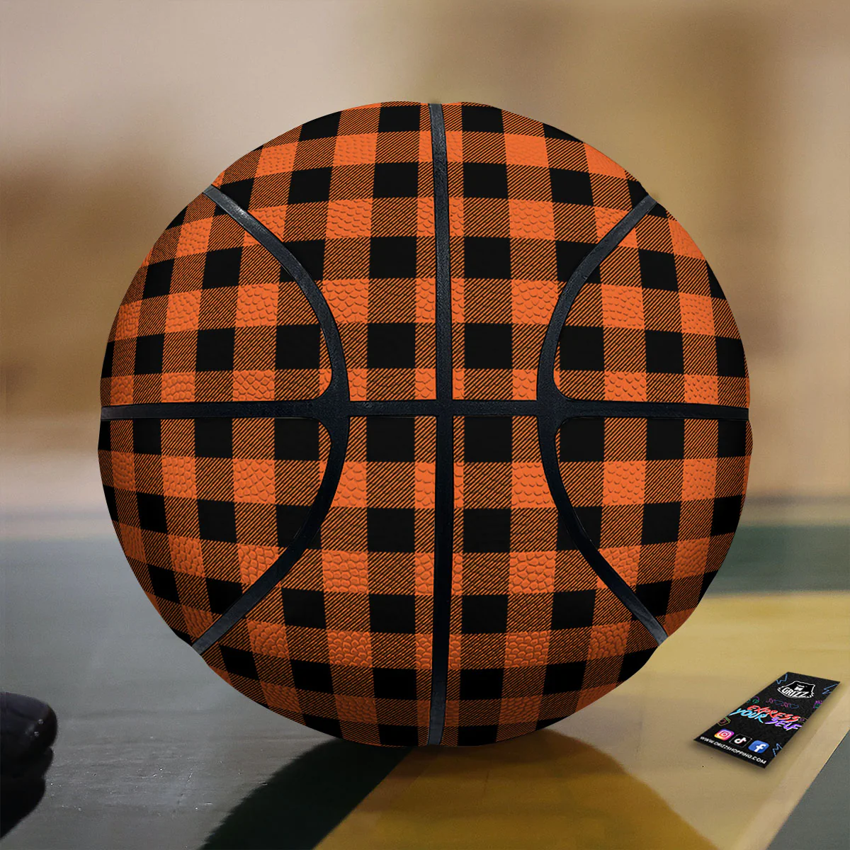 Buffalo Check Orange Print Pattern Basketball