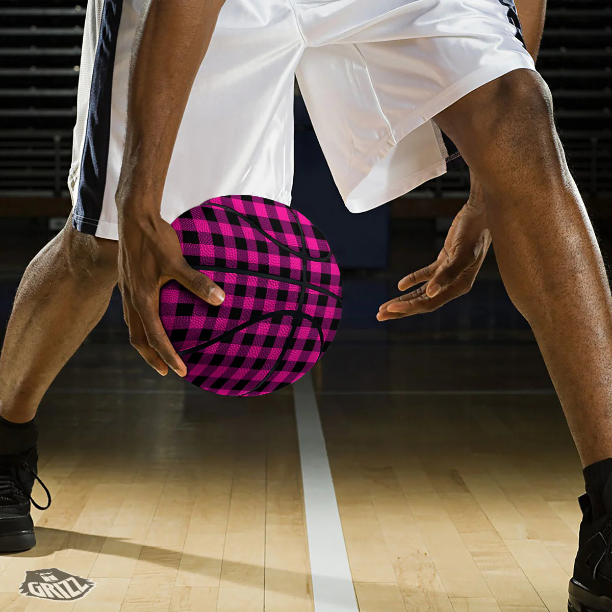 Buffalo Check Pink And Black Print Basketball - Image 3