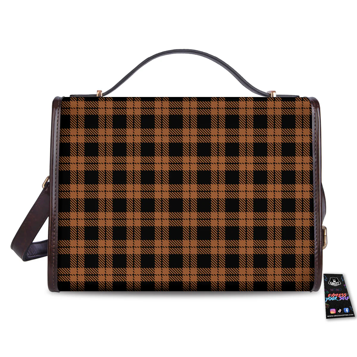 Buffalo Check Pumpkin Orange Print Women's Satchel Bag - Image 2
