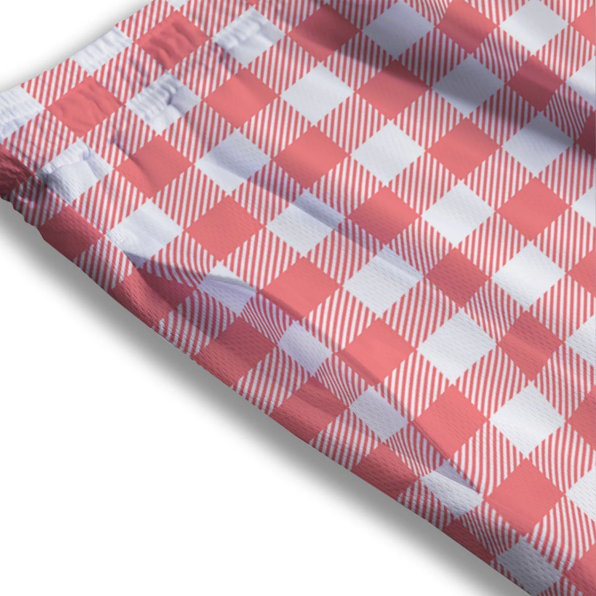 Buffalo Check White And Pink Print Mesh Shorts - Image 3
