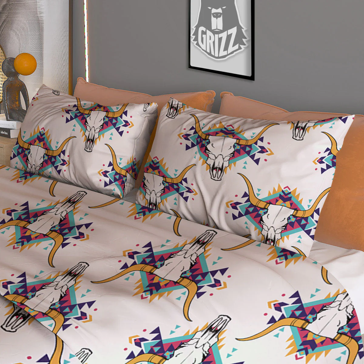Buffalo Native Print Pattern Duvet Cover Bedding Set - Image 3