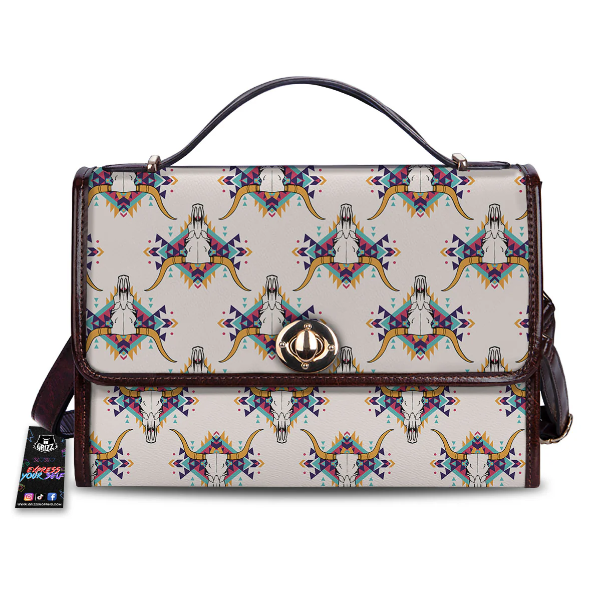 Buffalo Native Print Pattern Women's Satchel Bag