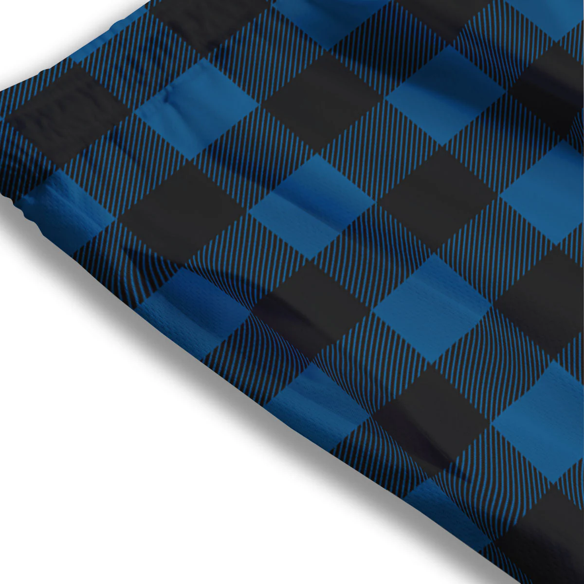 Buffalo Plaid Black And Blue Print Mesh Shorts - Image 3