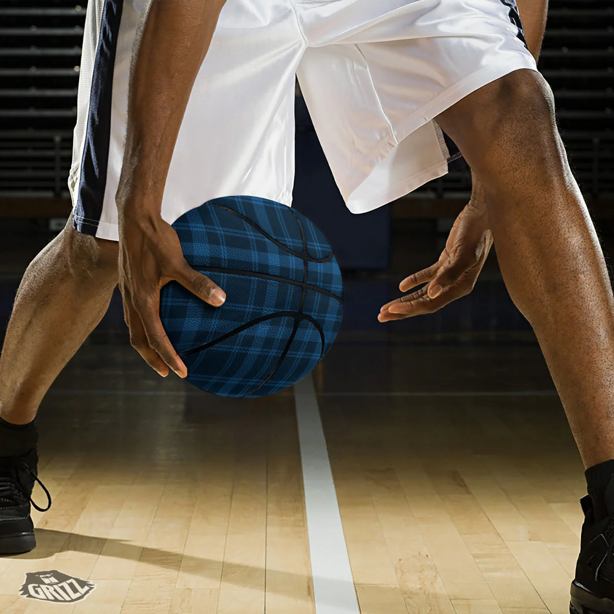 Buffalo Plaid Black And Navy Print Basketball - Image 3