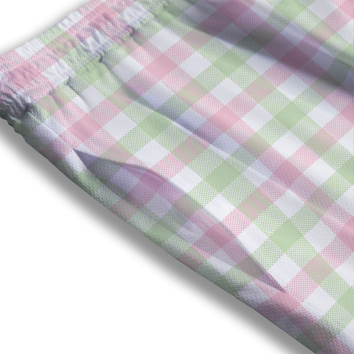 Buffalo Plaid Green And Pink Print Mesh Shorts - Image 3
