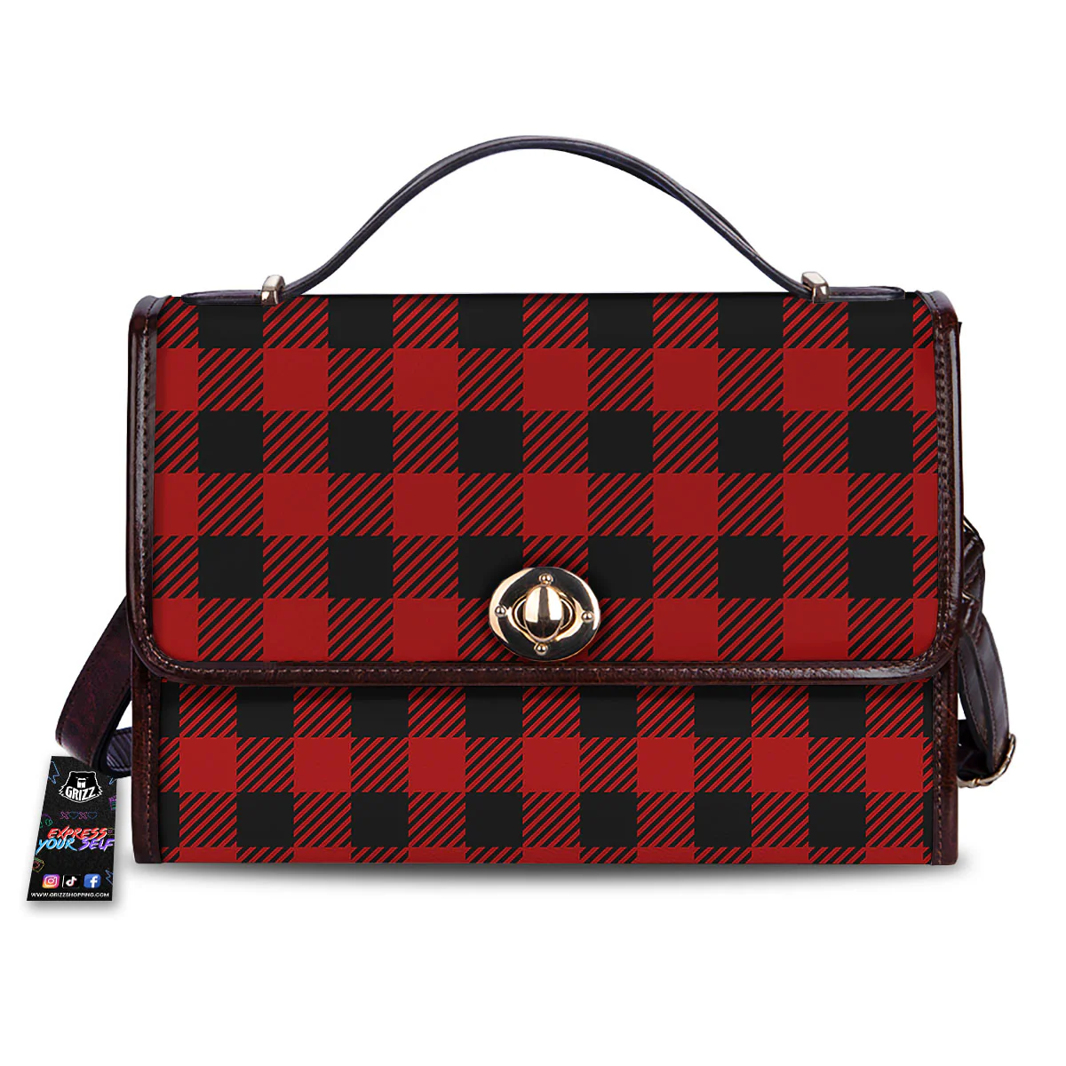 Buffalo Plaid Hot Red Print Women's Satchel Bag
