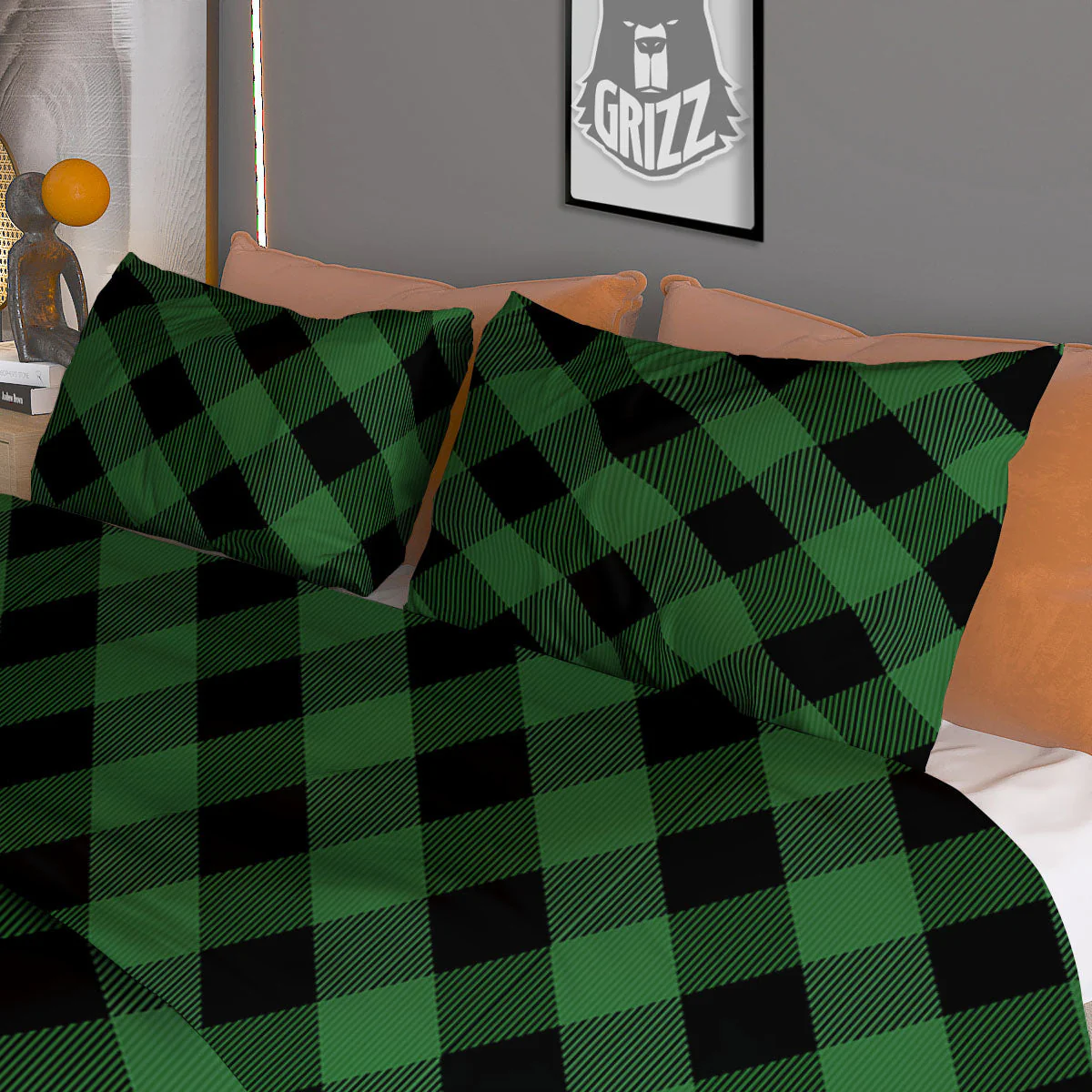 Buffalo Plaid Irish Green Print Duvet Cover Bedding Set - Image 3
