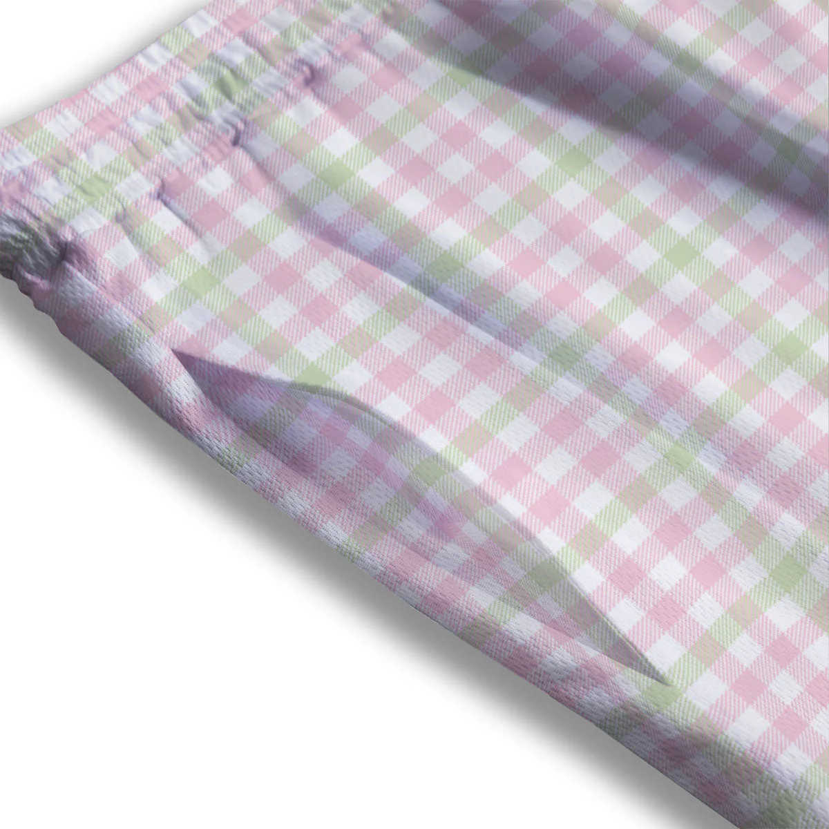 Buffalo Plaid Pink And Green Print Mesh Shorts - Image 3