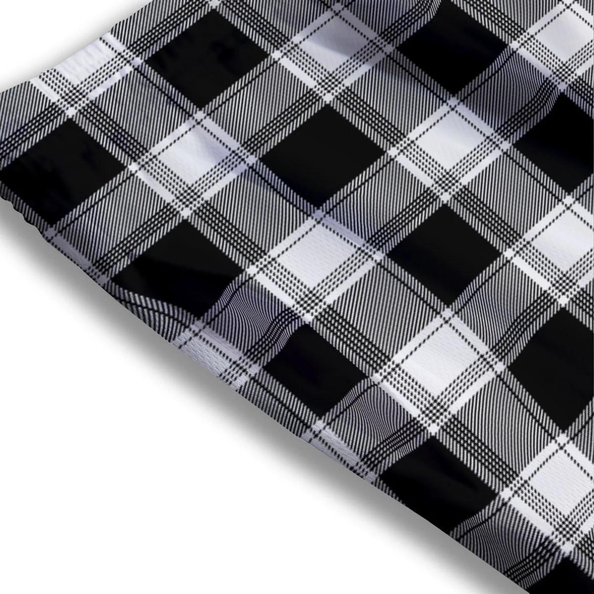 Buffalo Plaid White And Black Print Mesh Shorts - Image 3