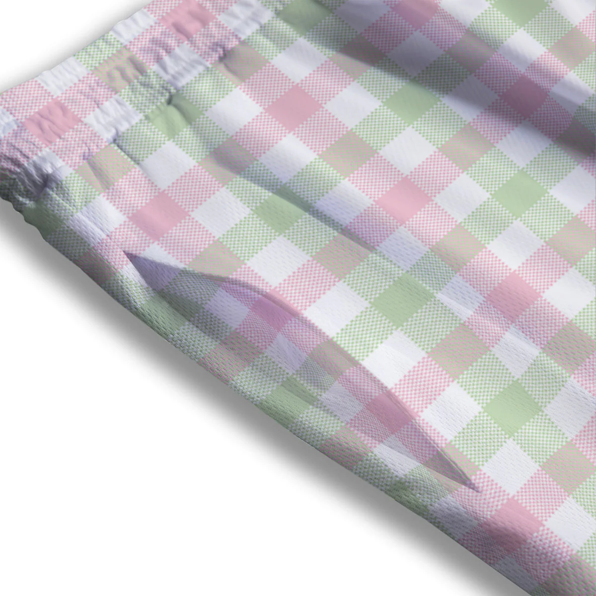 Buffalo Plaid White Pink And Green Print Pattern Mesh Shorts - Image 3