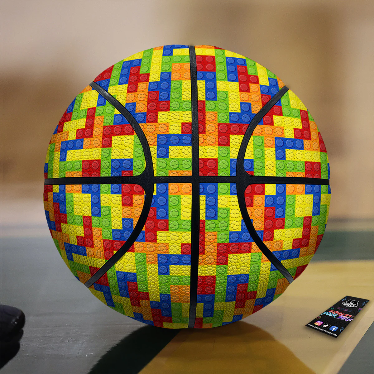 Building Blocks Colorful Print Pattern Basketball