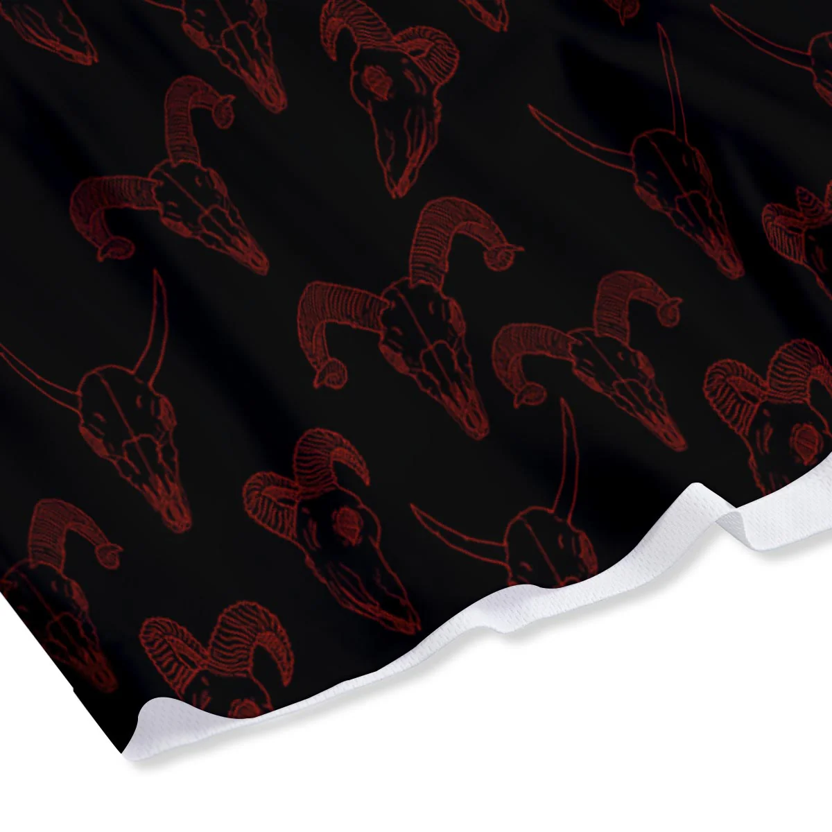 Bull Skull Black And Red Print Pattern Mesh Shorts - Image 4
