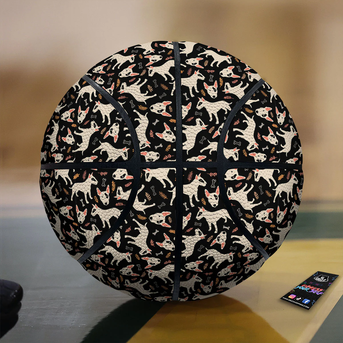 Bull Terrier Doodle Print Pattern Basketball