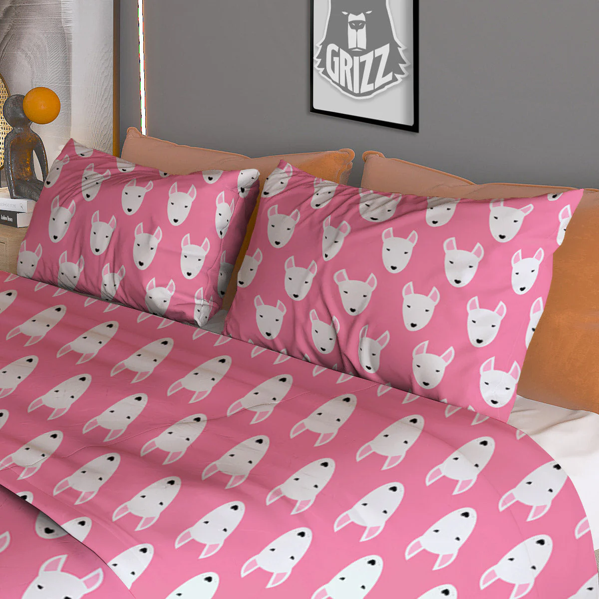 Bull Terrier Faces Cute Print Pattern Duvet Cover Bedding Set - Image 3