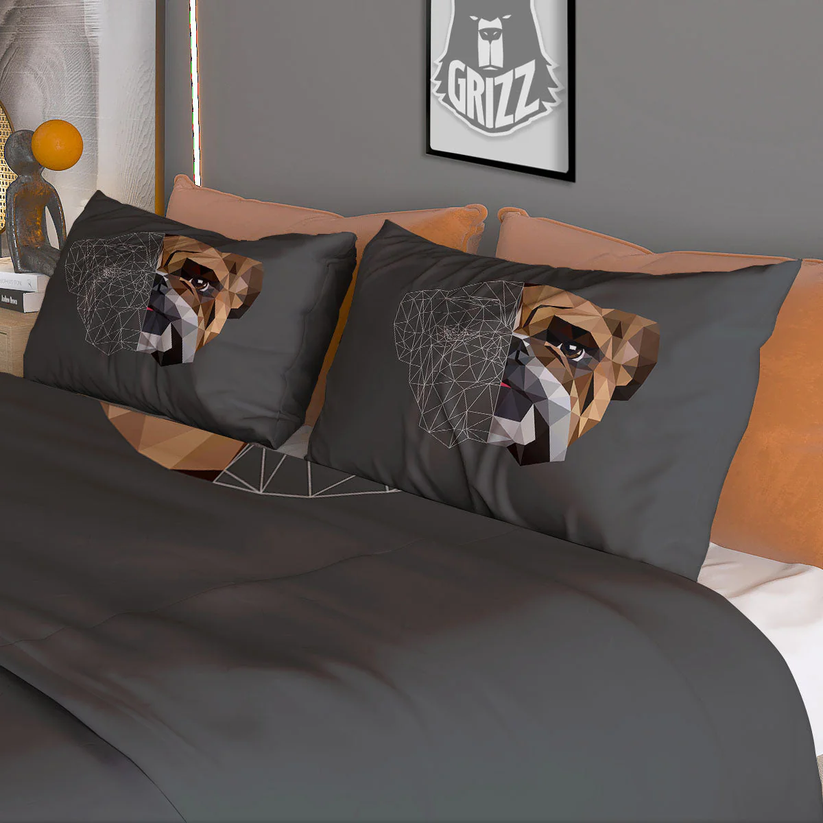 Bulldog Geometric English Print Duvet Cover Bedding Set - Image 3