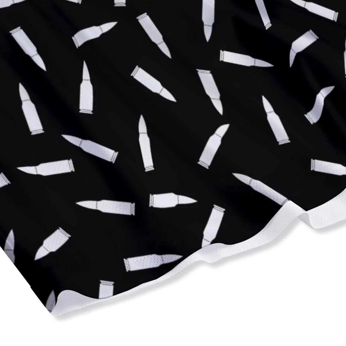 Bullet Gun White Print Pattern Mesh Shorts - Image 4