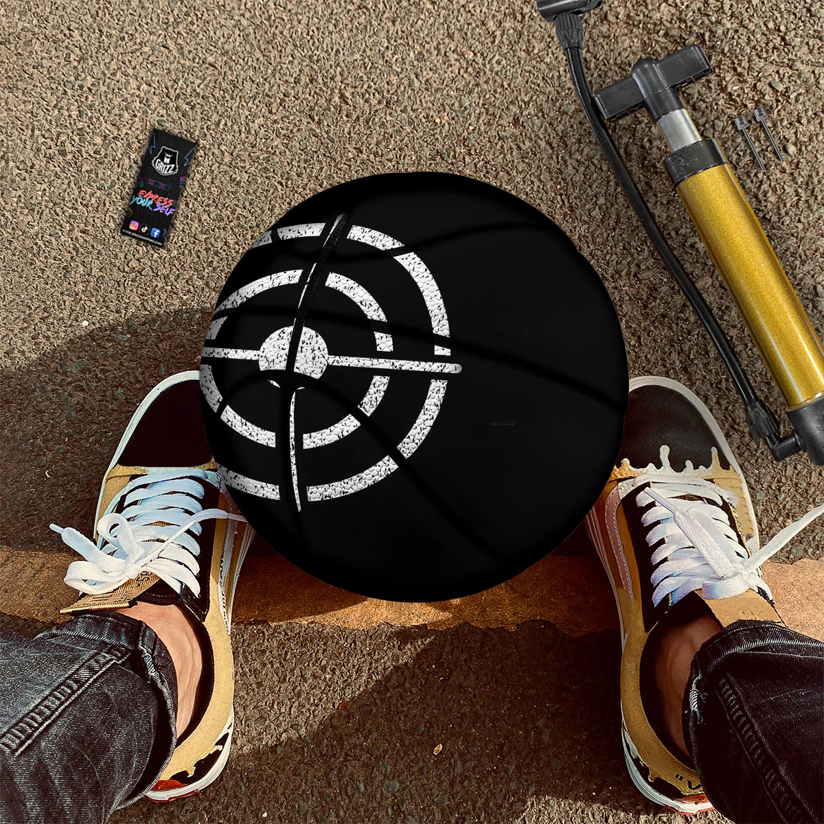 Bullseye Target Grunge Print Basketball - Image 2