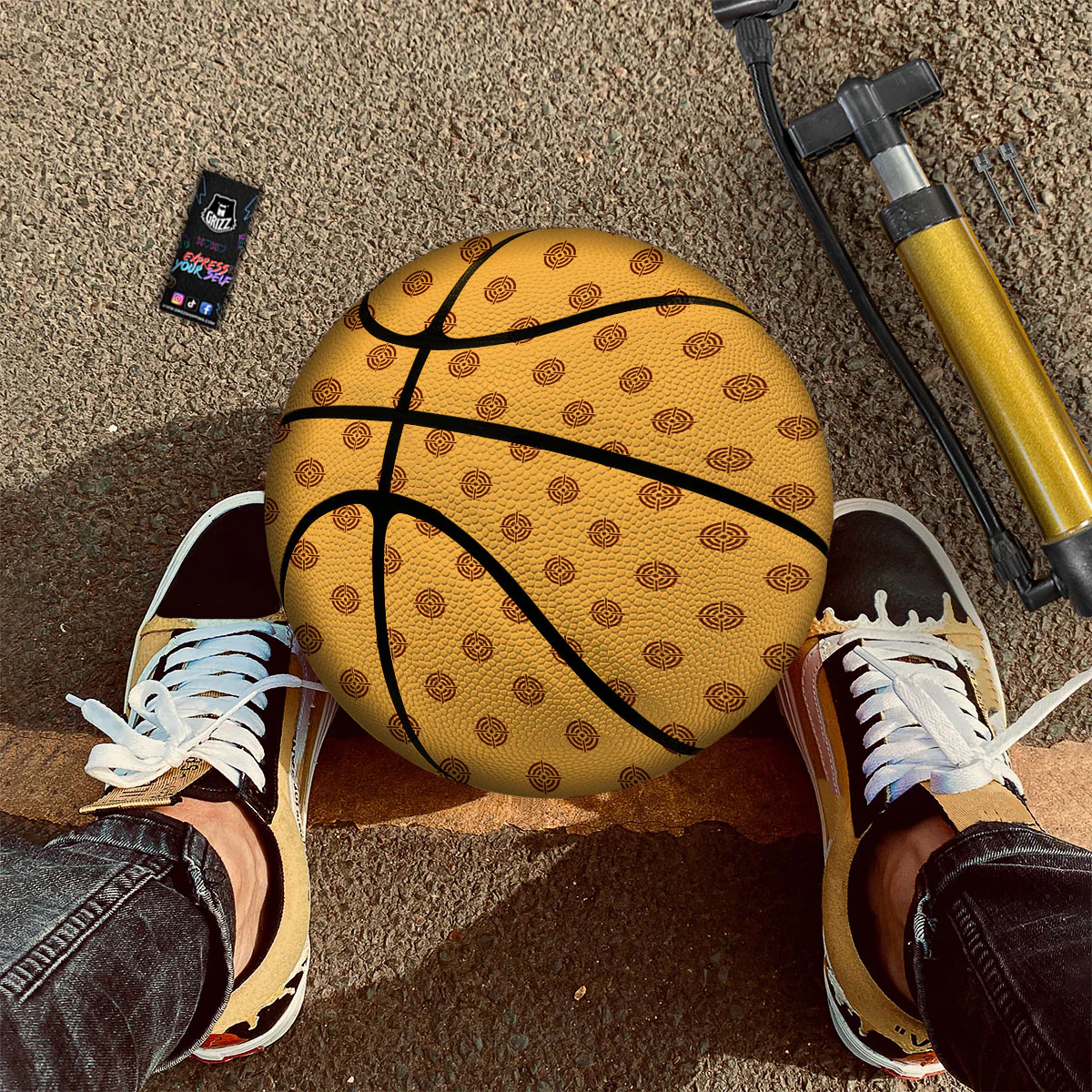 Bullseye Target Orange Print Pattern Basketball - Image 2