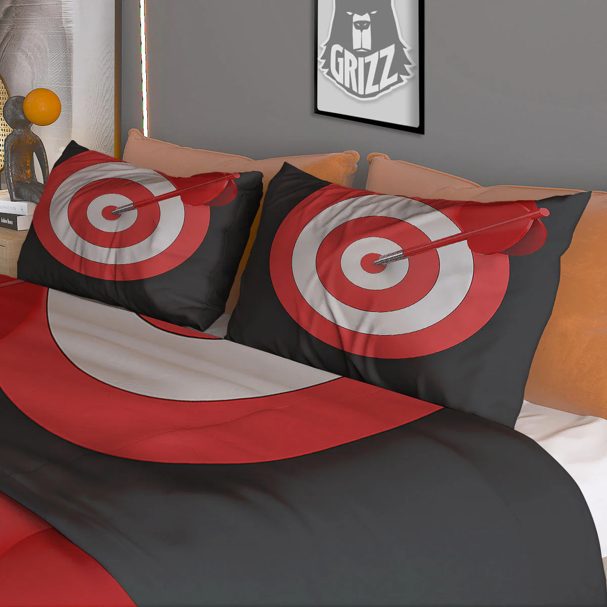 Bullseye Target White And Red Print Duvet Cover Bedding Set - Image 3